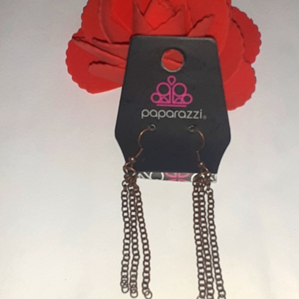 Nwt paparazzi color bronze dangle earrings